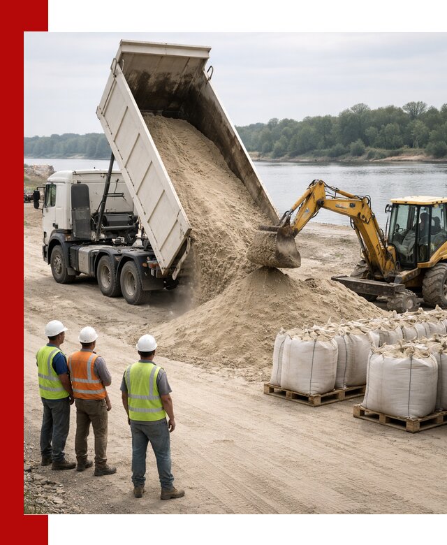 Доставка речного песка в Михайловке самосвалами и погрузкой