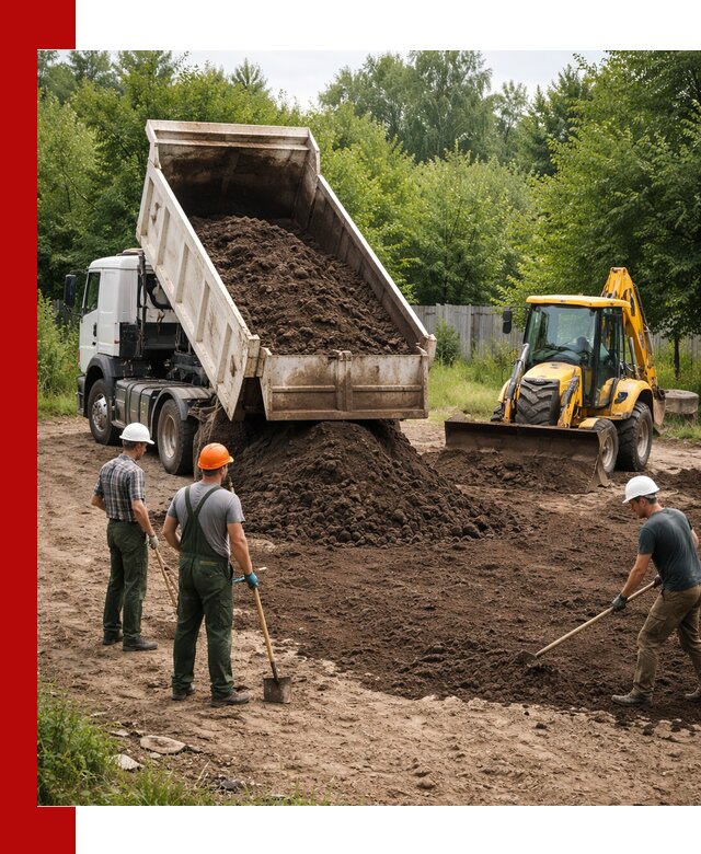 Доставка и укладка грунта для выравнивания участка в Михайловке