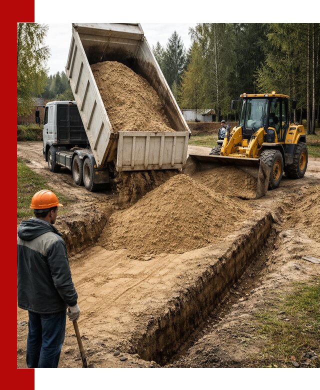 Доставка песчаного грунта в Михайловке для строительных работ