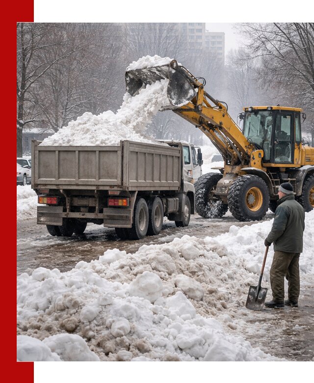 Вывоз снега грузовой техникой в Михайловке оперативно и чисто