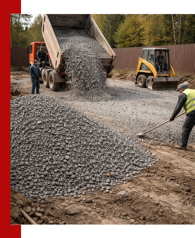 Отсыпка участка щебнем с доставкой и уплотнением в Михайловке