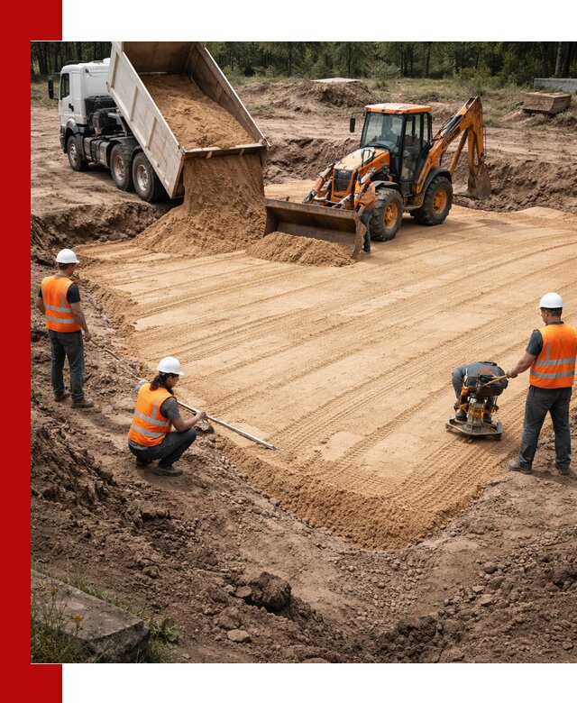 Устройство песчаной подушки для фундаментов и дорог в Михайловке